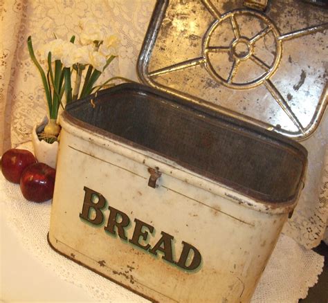 metal bread box set|vintage metal bread box.